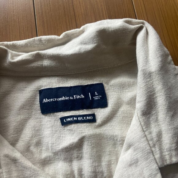 Abercrombie & Fitch AF Camp Collar Linen-Blend Embroidered Shirt - Men's Large - Picture 5 of 6